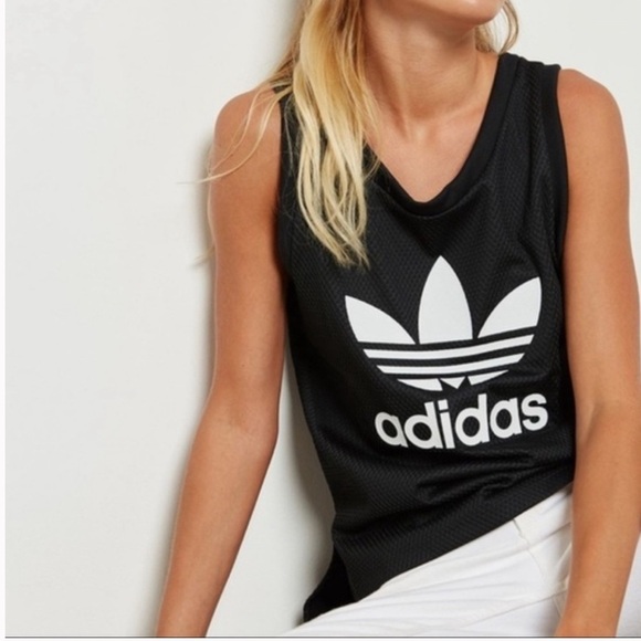 ADIDAS Originals Eqt Trefoil Women SZ M Textured Hi-Lo Hem Tank Top - Picture 1 of 11